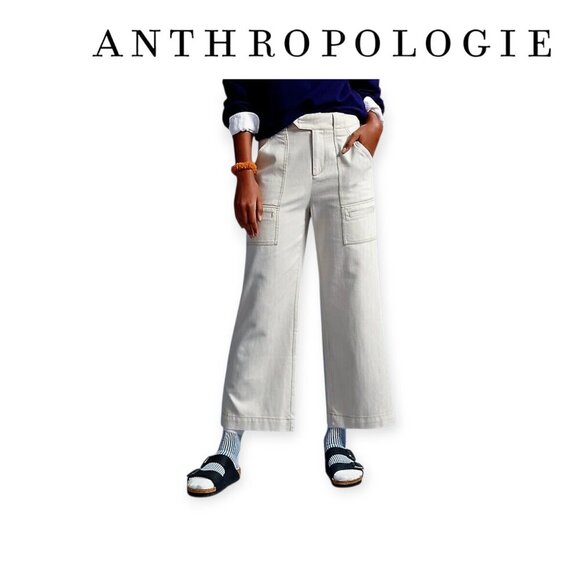 Anthropologie Porter Khaki Cropped Pants 8 - Picture 1 of 16